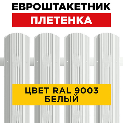 Евроштакетник Плетенка RAL 9003 Белый односторонний для забора