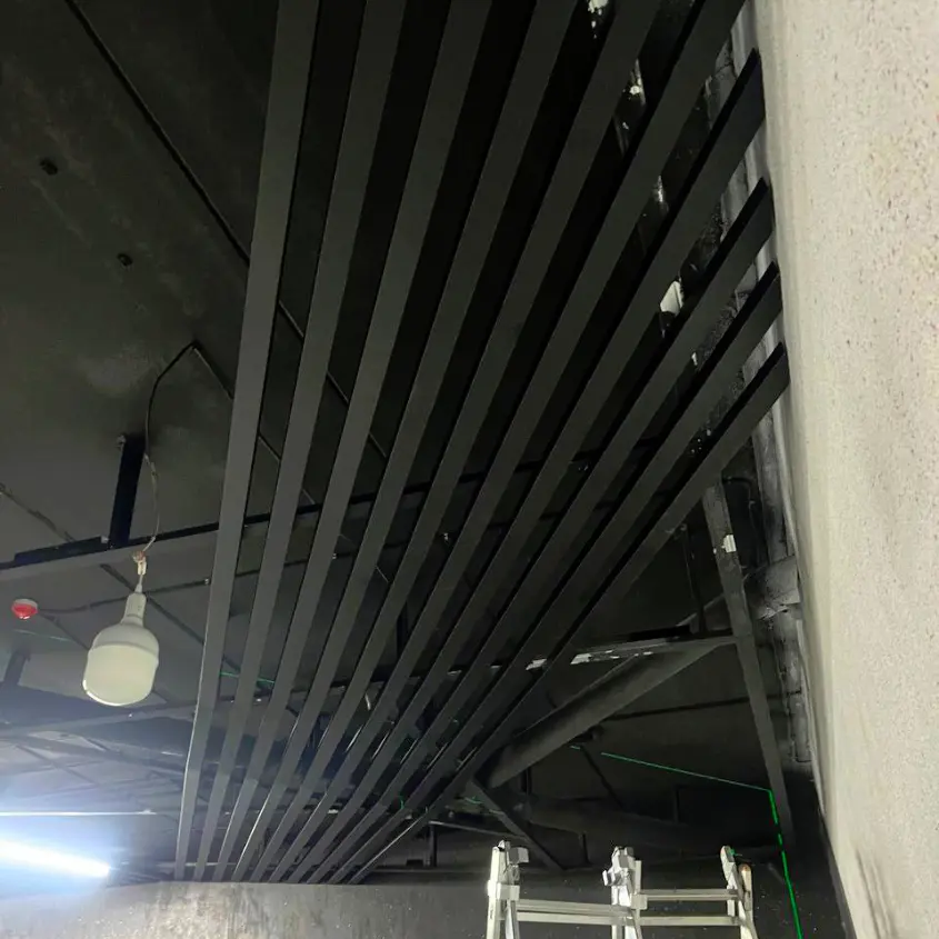 Фото 6 Стальная рейка на потолке RAL9005 МАТТЕ Черный матовый