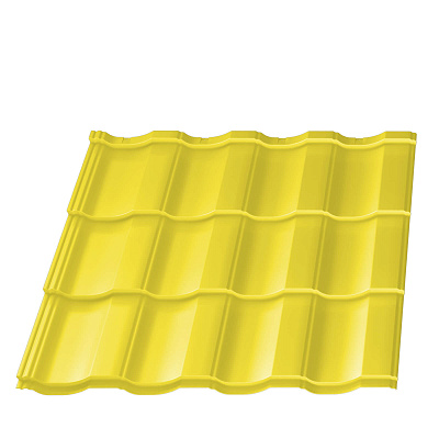 Металлочерепица Геркулес Элит RAL1018 Желтый 0,45мм модуль 3 волны фото Центр Металлокровли