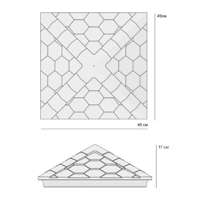 Колпак на столб забора ZKING EVEREST Коричневый 1,5х1,5 кирпича Черепица размер под посадку 390х390мм чертеж размеры